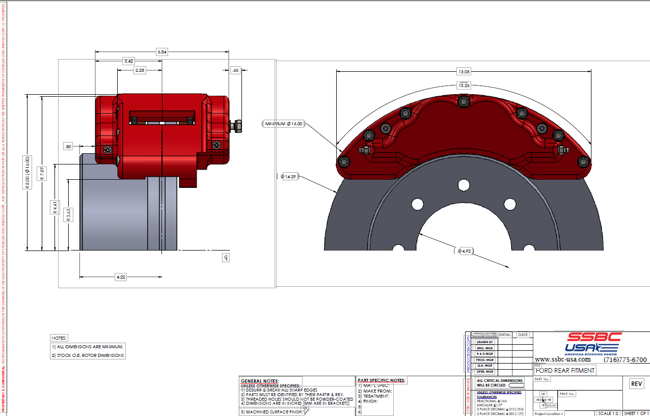 Direct Fit Rear Caliper Disc Brake Kit